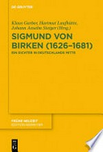 Sigmund von Birken (1626-1681) ein Dichter in Deutschlands Mitte