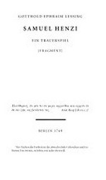 Samuel Henzi: Trauerspiel (Fragment)