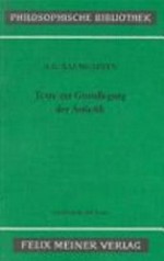 Texte zur Grundlegung der Ästhetik: lateinisch-deutsch
